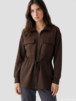 Dik Yaka Soft Touch Kad?n Fermuarl? Sweatshirt