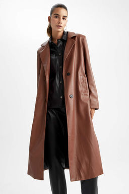 Водоотталкивающий плащ из искусственной кожи