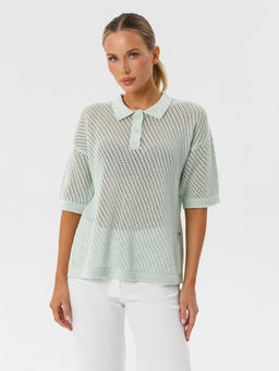 Блузка поло вязаная