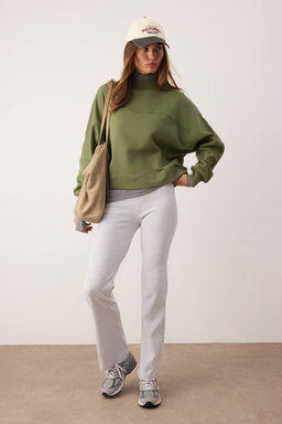 Haki Premium Oversize/Genis Kal?p Dik Yaka Kal?n Ici Polarl? Orme Sweatshirt TWOAW26SW00205 - Trendyolmilla фото 2