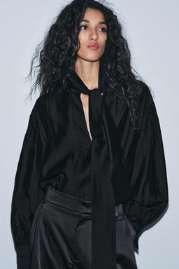 ZW COLLECTION FLOWING SHIRT WITH TIES - Zara фото 2