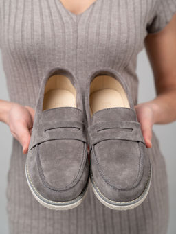 Лоферы 176.rosegr.Серый замок замша