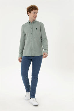 Мужская зеленая рубашка с длинным рукавом - U.s. polo assn фото 4