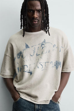 SPRAY PRINT KNIT T-SHIRT