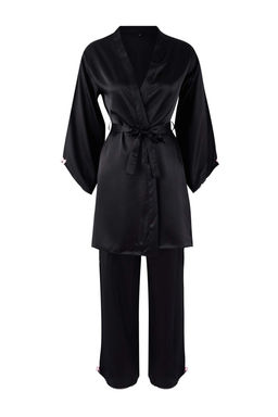 Siyah 4lu Ceyiz Set Saten Dokuma Gecelik+Sabahl?k+Pijama Tak?m? THMAW26PT00210 - Trendyolmilla фото 14