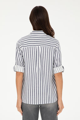 Женская темно-синяя рубашка с длинным рукавом - U.s. polo assn фото 5