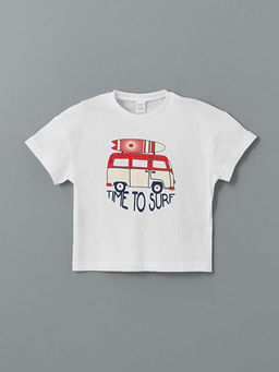 Bisiklet Yaka Bask?l? K?sa Kollu Erkek ?ocuk ?ortlu Pijama Tak?m?