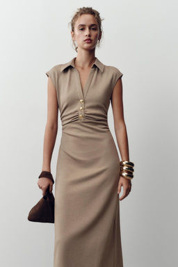 MIDI POLO COLLAR DRESS - Zara фото 2