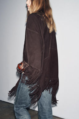 LEATHER FRINGE CAPE - Zara фото 3