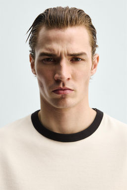 BASIC RIBBED CONTRAST T-SHIRT - Zara фото 13