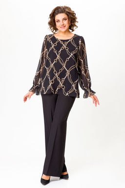 Блуза Swallow 803.2 черный+серебряный узор фото 757