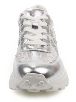 03-A143-3A GREY/SILVER Кроссовки летние женские (натуральная кожа, текстиль)