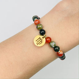 Браслет для Девы из Сардоникса,Нефрита и Яшмы