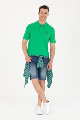 Футболка-поло U.S. Polo Assn Apple Green зеленая хлопок  фото 18