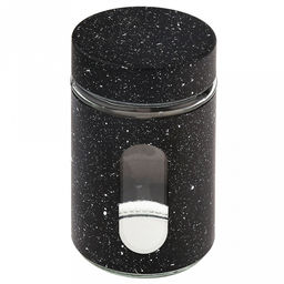 Банка для специй (перечница/солонка) стеклянная В юбке 100мл д4,8см h8,2см, диаметр горла - 3,2см, в цветной металлической оплетке под мрамор, винтовая комбинированная крышка мет/окраш-пластик под мрамор, цвета в ассортименте: черный, кофейный, бор