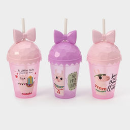 Цена за 12 шт. Стакан пластиковый с крышкой и трубочкой Доляна Приключения ламы, 500 мл, МИКС фото 5