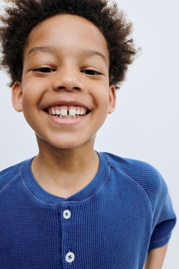 STORIESZ - CAMISETA CUELLO PANADERO WAFFLE / Azul - Zara фото 4