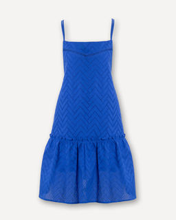 Платье из хлопковой ткани с перфорированным зигзагообразным узором - Incity фото 2