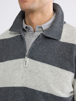 Polo Yaka Y?n Kar???ml? Erkek Triko Kazak