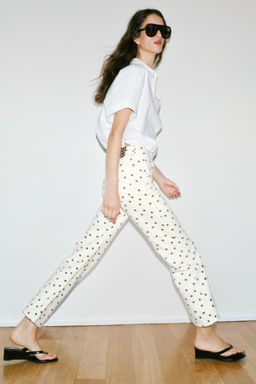 JEANS Z1975 MINI FLARE TIRO MEDIO LUNARES / Blanco roto - Zara фото 4