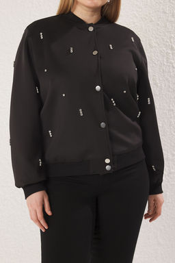 TRENDYOLMILLA Siyah Regular Tas Detayl? Bomber Ceket Mont TWOSS25MO00035 фото 7