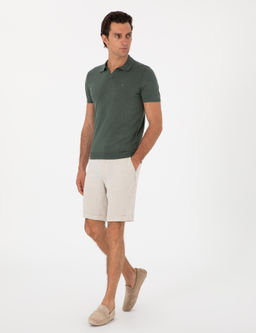 Koyu Ye_il Slim Fit Apa_ Yaka Triko T-shirt