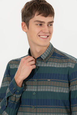 U. S. Polo Assn / Мужская зеленая рубашка с длинным рукавом - U.s. polo assn фото 16