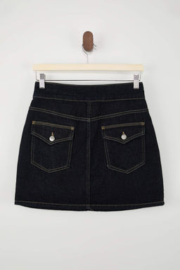 Koyu Mavi Bel Detayl? %100 Pamuk Denim Sort Etek TWOSS26SR00001 - Trendyolmilla фото 3