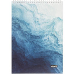 Блокнот А4 80л Attache Текстуры природы Вода клетка, греб, картон, ВД-лак  фото 2