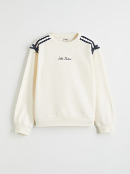 Fiyonk Detayl? Bisiklet Yaka K?z ?ocuk Sweatshirt