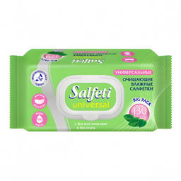 Салфетки влажные SALFETI №130 очищающие универсальные с клапаном Universal арт. 72952