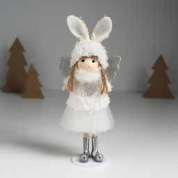 Интерьерная кукла текстильная Ангелочек в шапке с ушками зайчика, 4?8?20 см