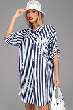 Платье  рубашка Молли (крупная полоска) - Эльза фото 12