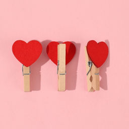 Цена за 2 шт. Прищепки для шитья «С сердцем», 3,5 × 2 × 1 см, 10 шт, цвет красный