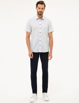 Lacivert Regular Fit K_sa Kollu G_mlek