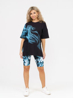 910 Костюм "черный/голубой"