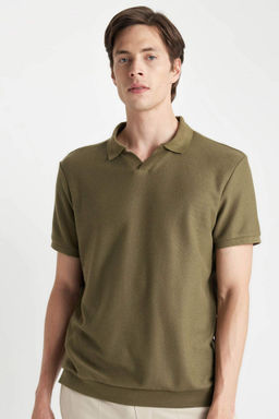 Regular Fit K?sa Kollu Orgu Gorunumlu Polo Tisort - Defacto фото 2