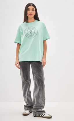 Футболка женская с принтом F312-03-771 ментоловая - Fine joyce фото 4