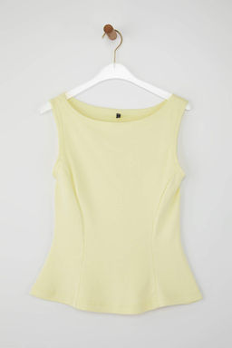 Mavi S?f?r Kol Bisiklet Yaka Esnek Orme Bluz TWOSS25BZ00604