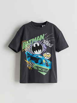 Bisiklet Yaka Batman Bask?l? Erkek ?ocuk Ti??rt