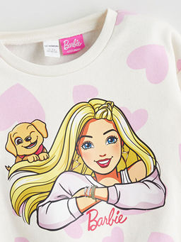 Bisiklet Yaka Barbie Bask?l? K?z ?ocuk Sweatshirt