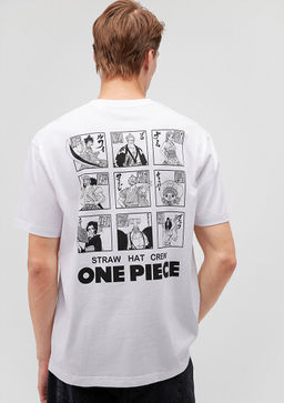 One Piece Bask?l? Beyaz Tisort