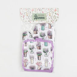 Кухонный набор Доляна Прованс, прихватка 17*17 см, рукавица 26*16 см,100% п/э  фото 4