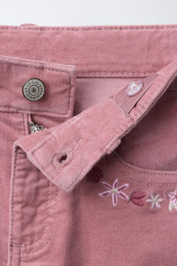 VELVET TROUSERS WITH EMBROIDERED FLOWERS - Zara фото 4