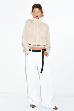 BLUSA FLUIDA PUNTO COMBINADO / Arena