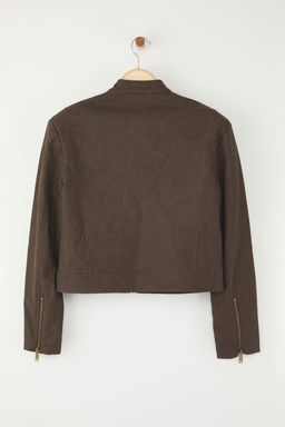 Kahverengi Fitted Kal?p Suni Deri Ince Ceket Mont TWOAW26MO00009 - Trendyolmilla фото 7