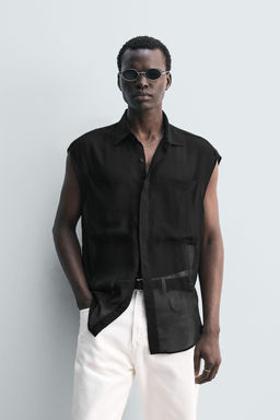 SEMI-SHEER SHIRT WITH POCKETS