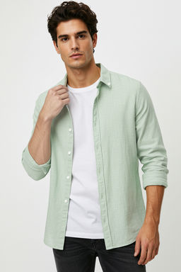 Trendyolmilla Man Yesil Regular Erkek Gomlek TMNSS25GO00000  фото 6
