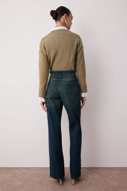 TRENDYOLMILLA Mavi Soluk Efekt Vintage Yuksek Bel Wide Leg Jeans TWOAW25JE00095  фото 3
