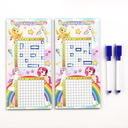 Настольная игра морской бой «Радужная схватка», 2 стираемых маркера, 2 деревянных поля